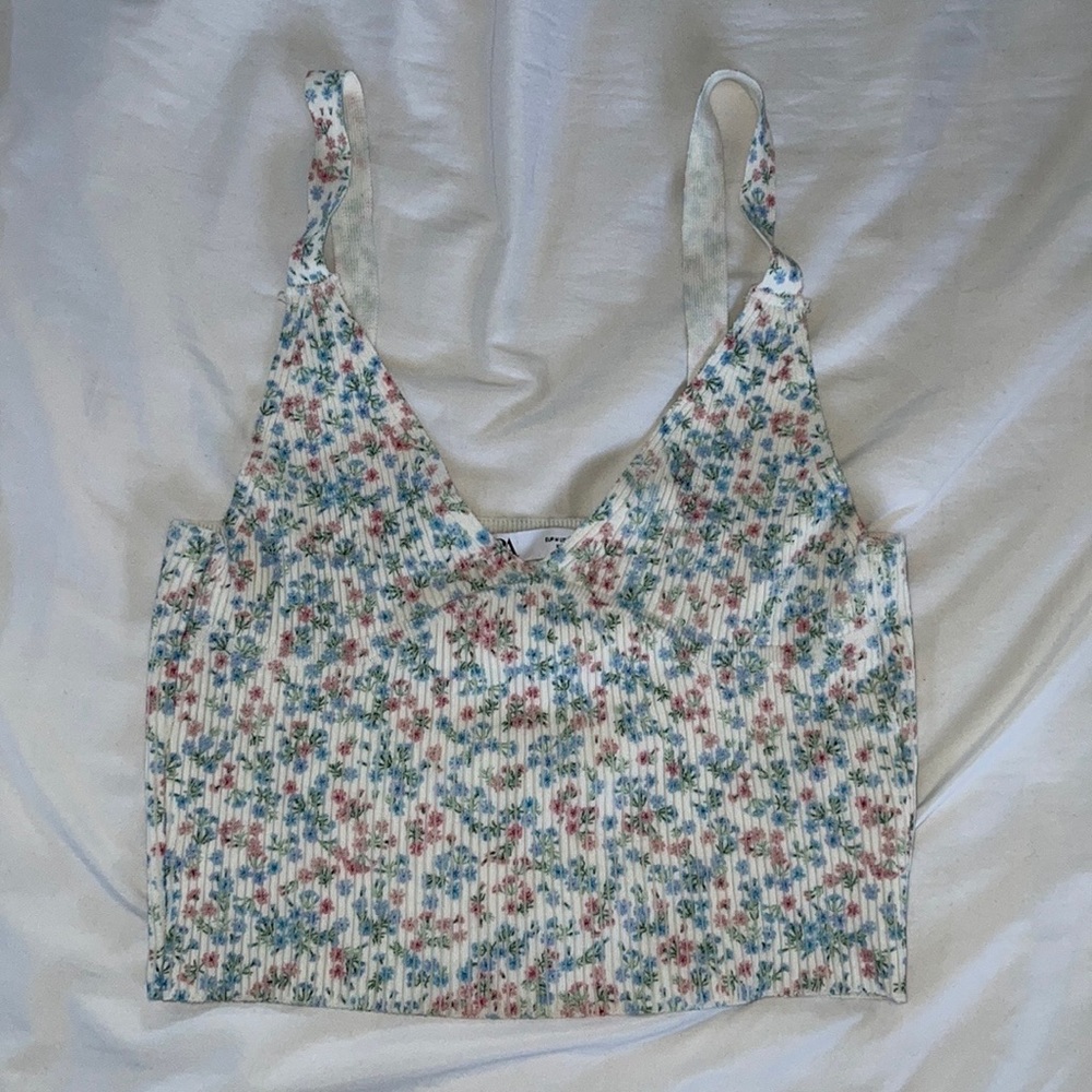 Zara white flowered tank top